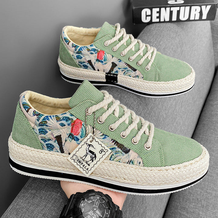 Stiliga låga sneakers för herr med unikt mönster, framifrån