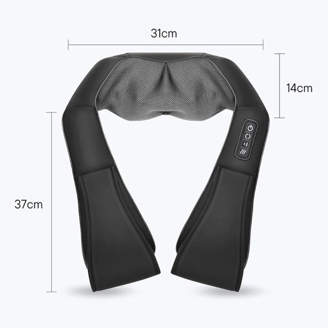 Ergonomisk Shiatsu massageapparat för nack- & ryggmassage med inbyggd värme för djupgående avslappning.