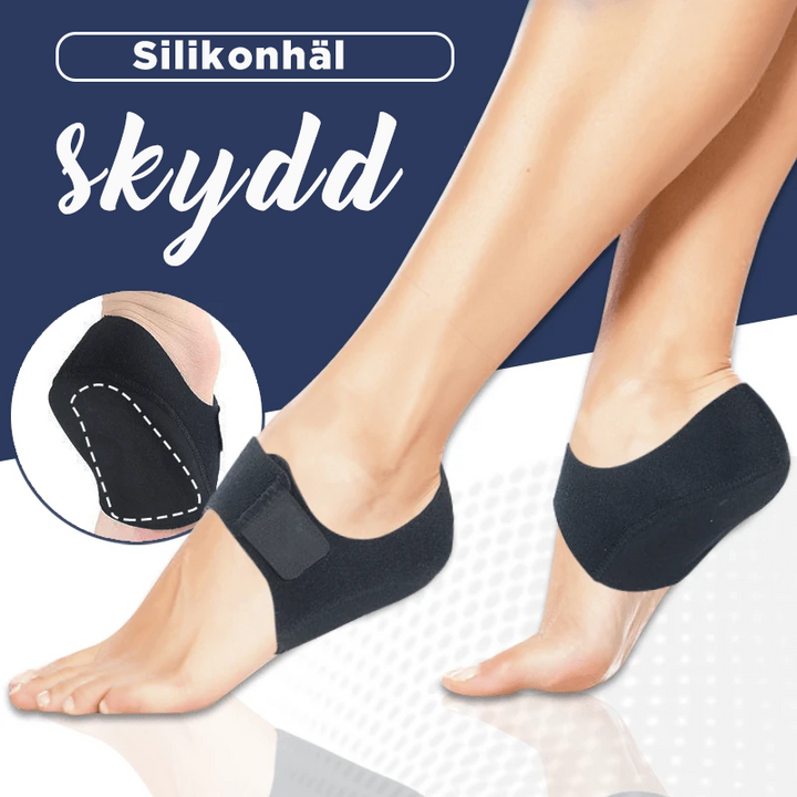 Silikon hälskydd med gel för komfort och stöd, justerbar design, blå och svart färg, andningsbart material.