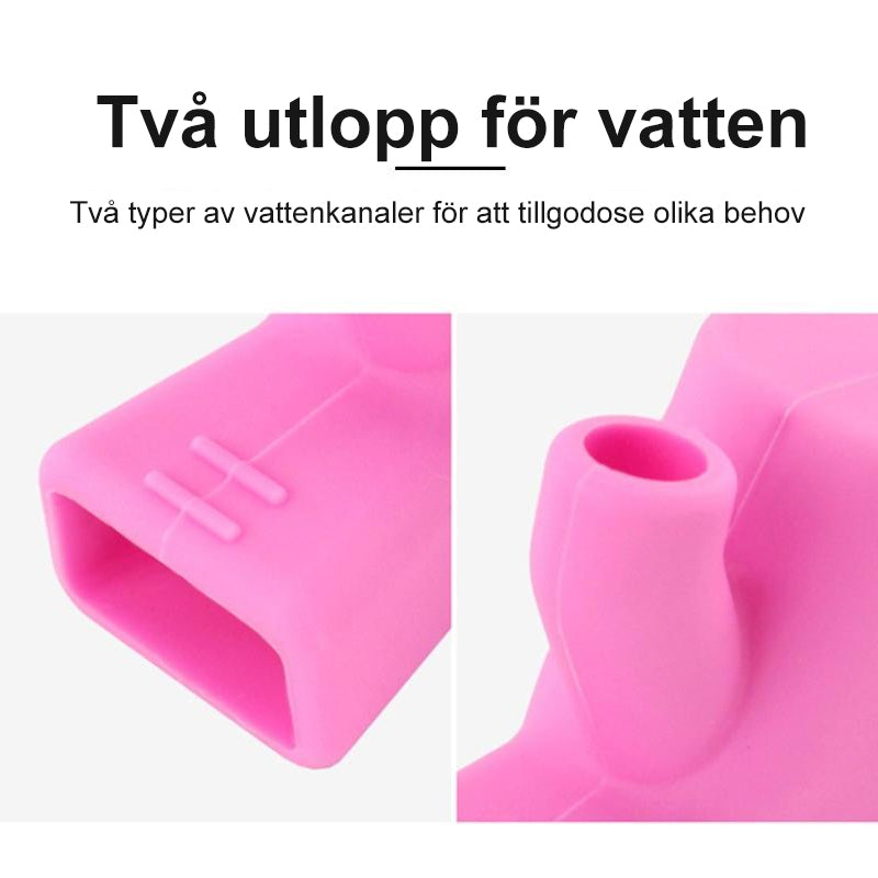 "Silikon kranförlängare i blå, rosa, grön; flexibel & hygienisk, passar de flesta kranar; perfekt till badrummet."