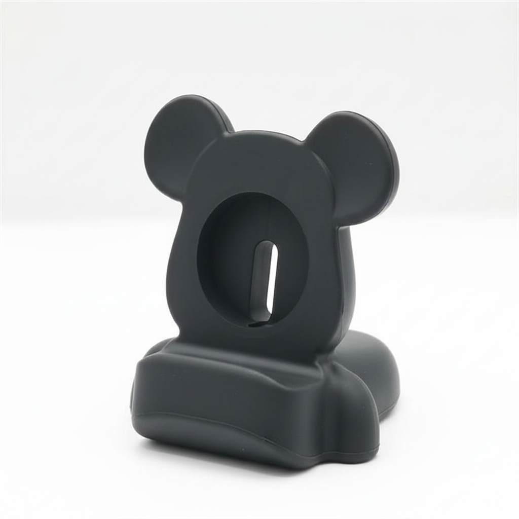 Praktiskt laddställ i silikon för Apple Watch i rolig björnform, håller din klocka säker.