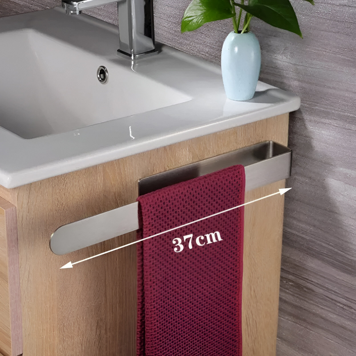 Enkel & elegant självhäftande handdukshållare för badrum och kök. Borrfri design i rostfritt stål.