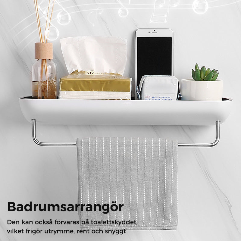 "Självhäftande förvaringslåda i svart och grå, modern design, enkel installation, perfekt för kök och badrum."
