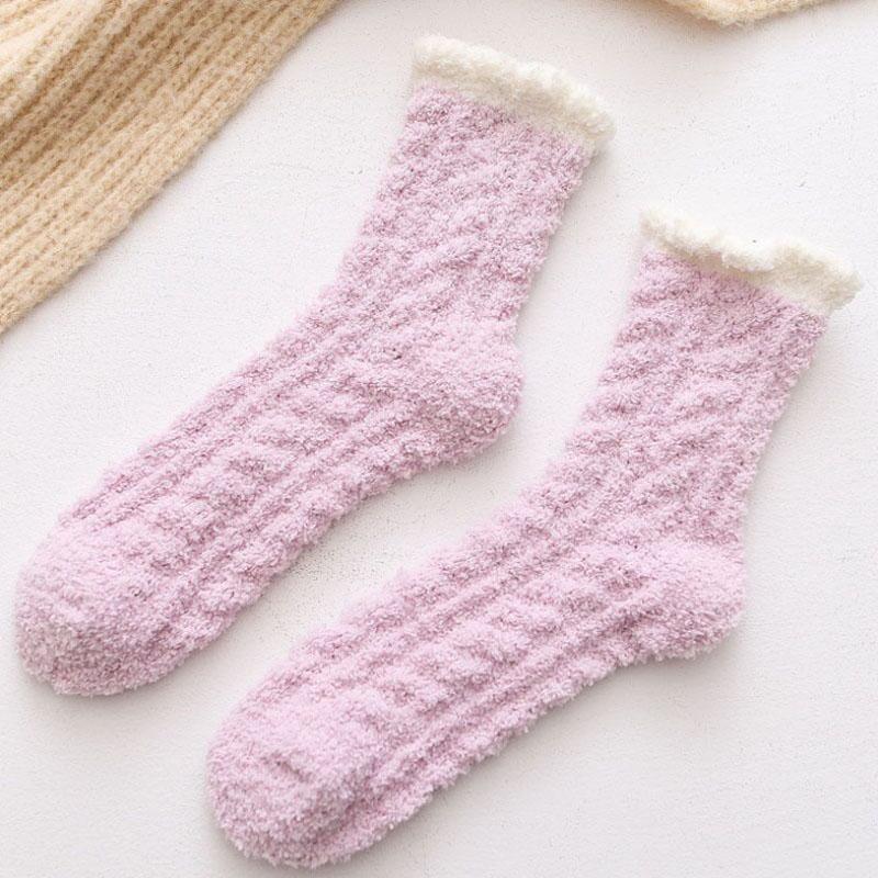 "Självvärmande damtermostrumpor med fleece, elegant design, finns i vit, grön, rosa, lila, blå, grå, brun."