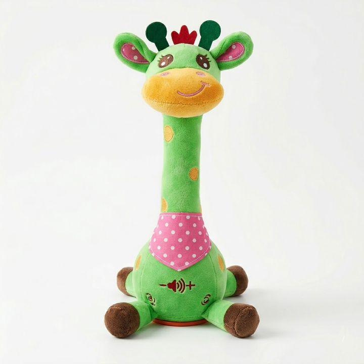 Grön interaktiv mjukisgiraff med roliga ljud och sång