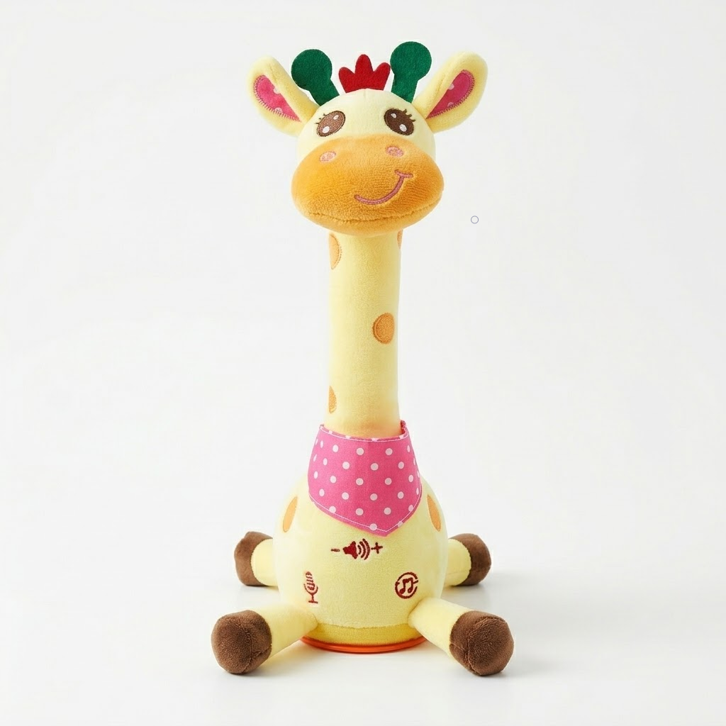 Gul interaktiv leksaksgiraff för barn i mjuk plysch