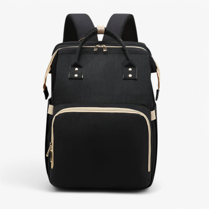 Unisex ryggsäck skötväska med utdragbar babysäng, perfekt för förvaring & omvårdnad på resan.