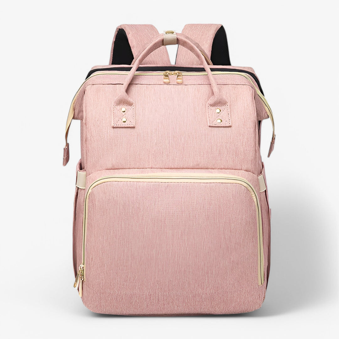Föräldraryggsäck med utdragbar babysäng. Multifunktionell skötväska för babyprodukter och omvårdnad.