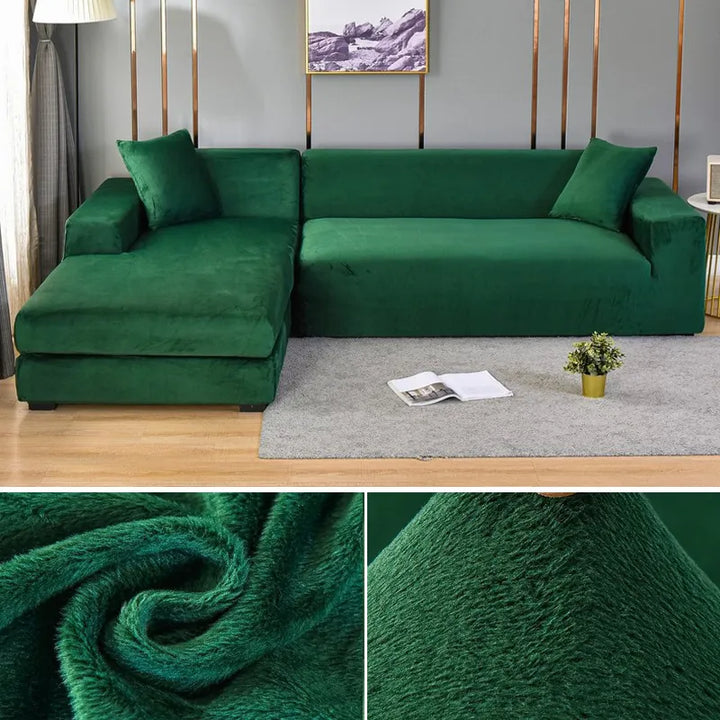 Visning av det flexibla sofföverdraget som sitter snyggt på plats