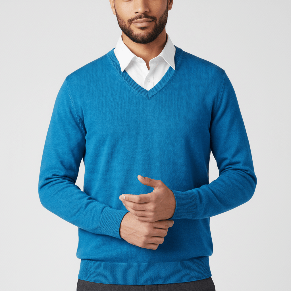 Perfekt passform i denna slim fit v-ringade herrtröja. Elegant för kontorsstil.