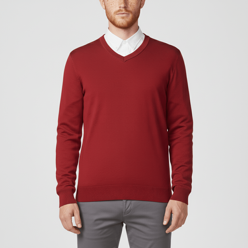 Från kontor till vardag, denna slim fit v-ringade herrtröja är mångsidig och skarp.