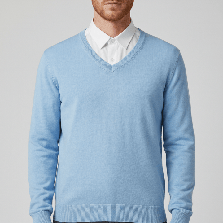 Samuel slim fit v-ringad herrtröja. Stickad och bekväm för en skarp herrmode-look.
