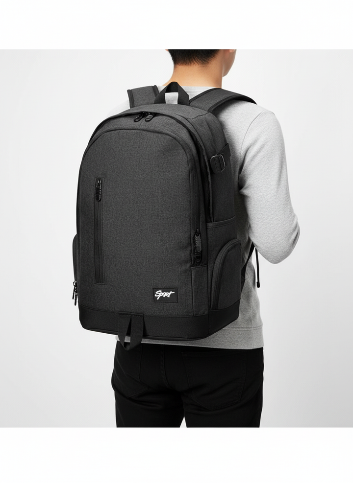 Grön modern slim ryggsäck, perfekt som skolväska eller arbetsväska. Robust och ergonomisk design.