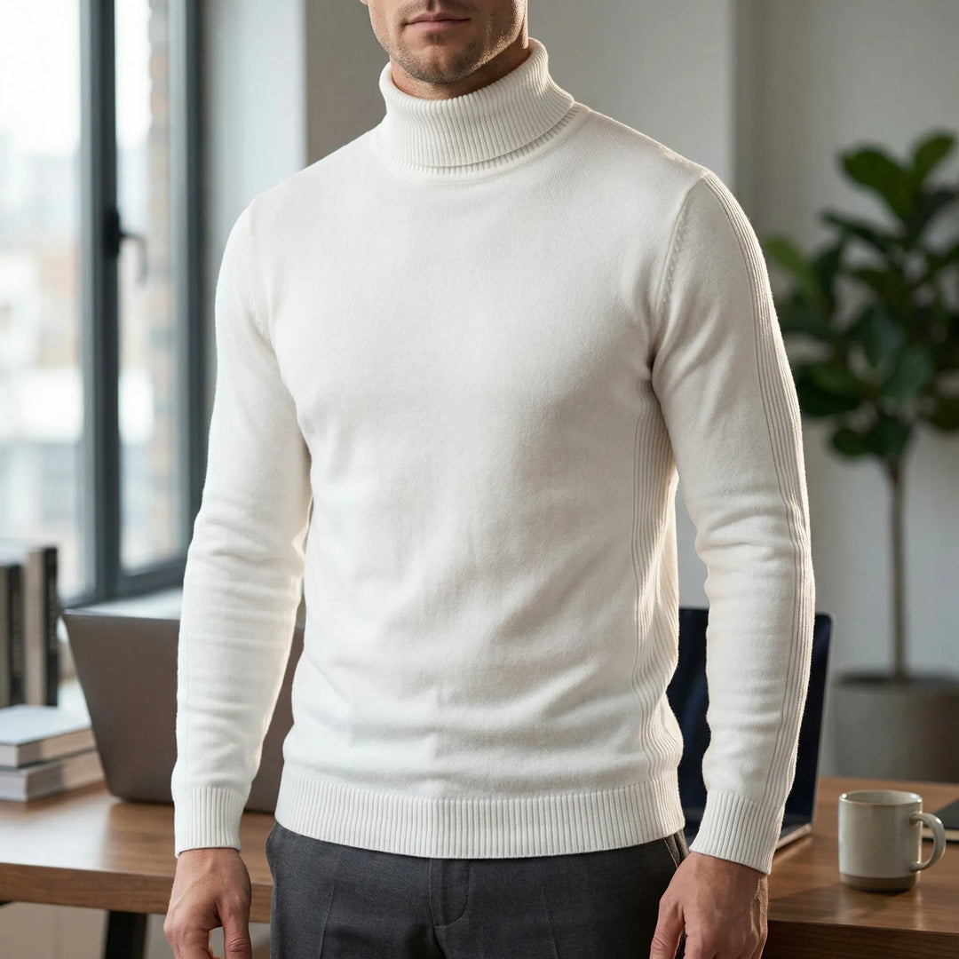 Smalskuren herrpolotröja Mason i stickat. Elegant herrmode för vardag & fest med smal passform.
