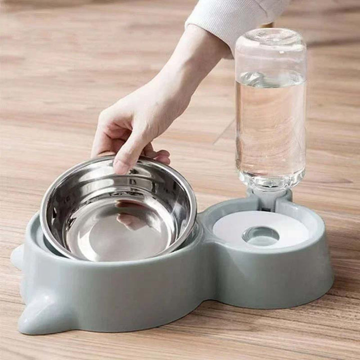 Stilren husdjursmatskål med smart vattendispenser för katt och hund. Optimalt för att ge husdjuret mat och vatten.