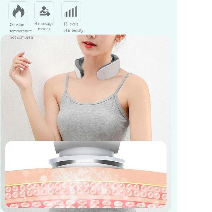 Närbild på kontrollknappar för lägen och intensitet på nackmassager