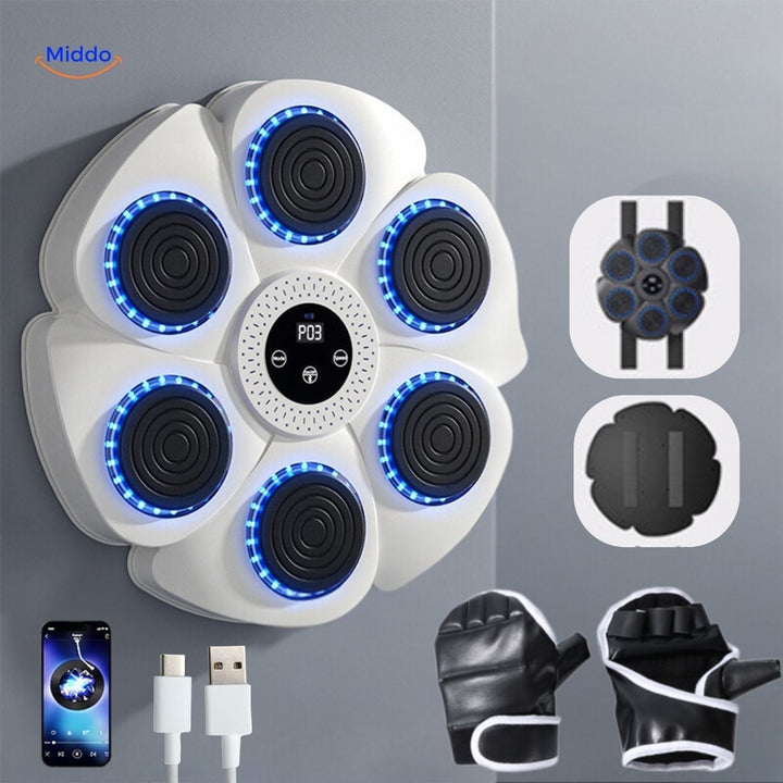 Innovativ sportutrustning: smart interaktiv boxmaskin för slagträning, reflexer och kondition hemma.