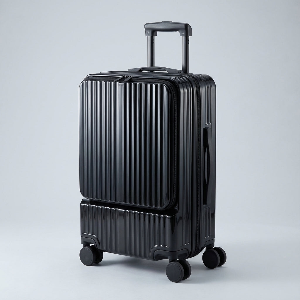 Smart CarryNex kabinkoffert med frontöppning, USB-port och dryckeshållare. Optimalt handbagage för effektiva resor.
