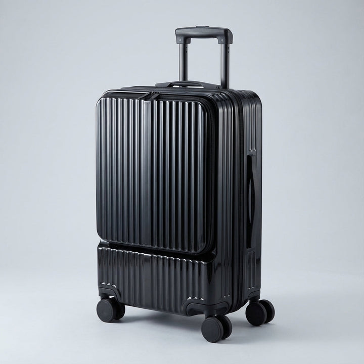 Smart CarryNex kabinkoffert med frontöppning, USB-port och dryckeshållare. Optimalt handbagage för effektiva resor.