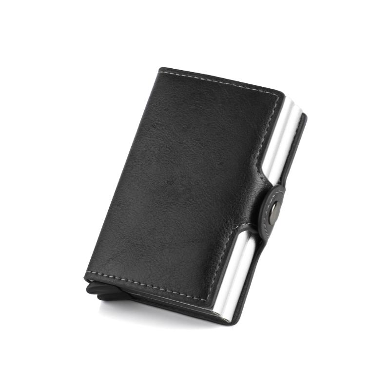 Mäns smart RFID-blockerande plånbok i brunt läder, stilren design, kompakt och rymlig.