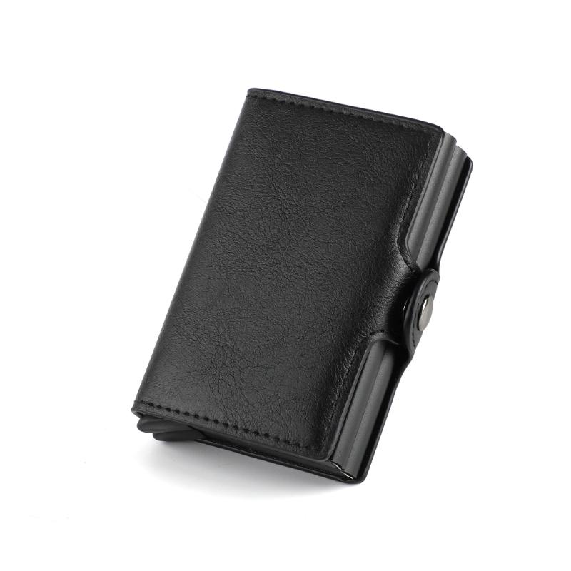 Mäns smart RFID-blockerande plånbok i brunt läder, stilren design, kompakt och rymlig.