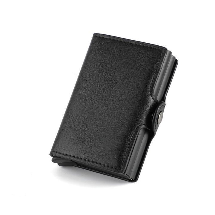 Mäns smart RFID-blockerande plånbok i brunt läder, stilren design, kompakt och rymlig.