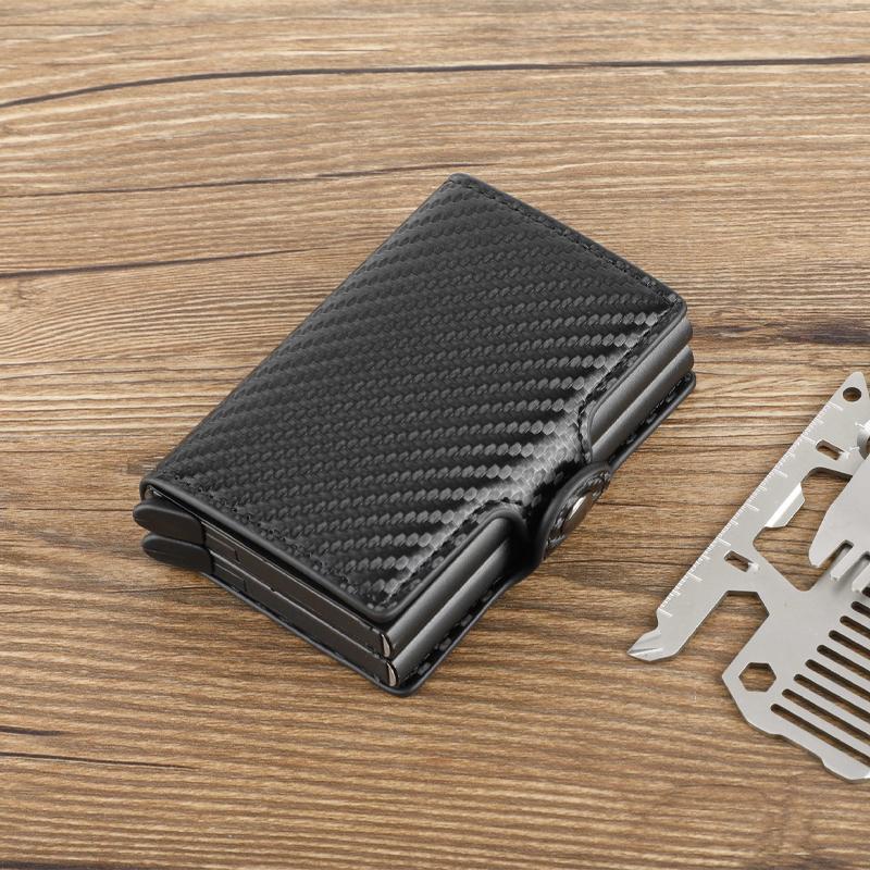 Mäns smart RFID-blockerande plånbok i brunt läder, stilren design, kompakt och rymlig.