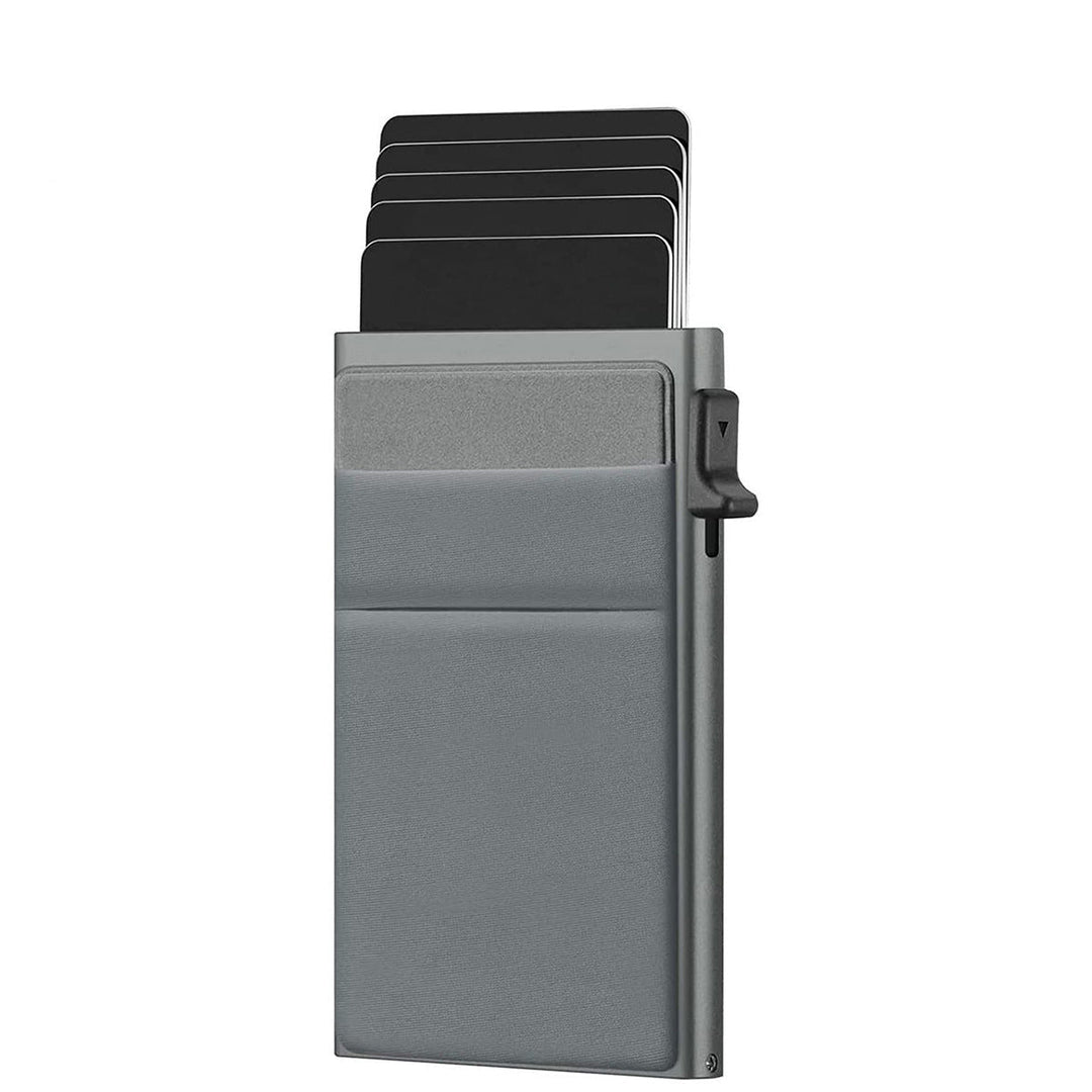 Grå RFID korthållare i metall med minimalistisk design