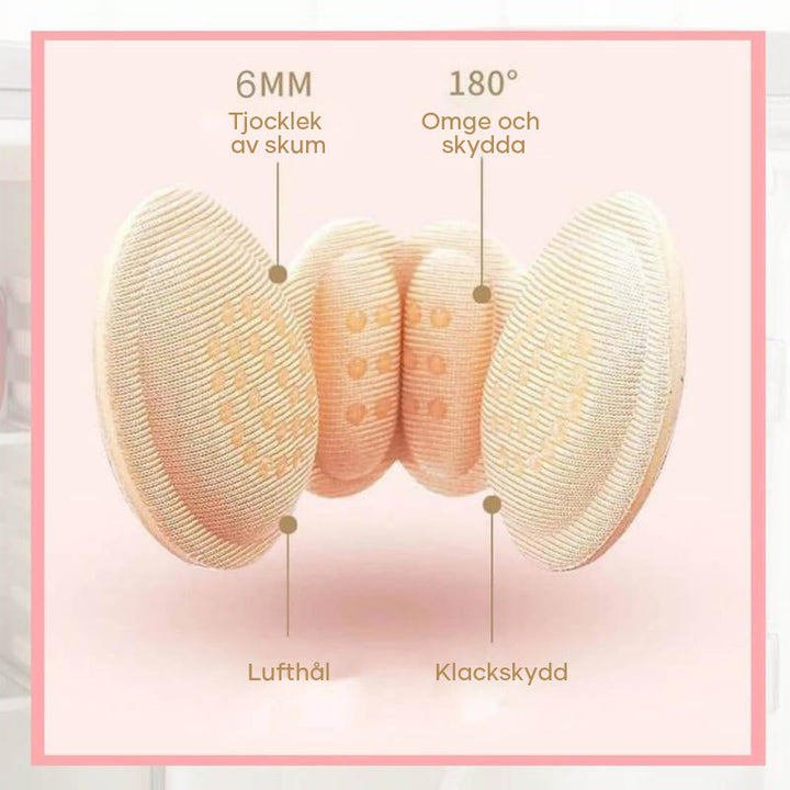 Smärtlindrande självhäftande hälkudde för skor unisex i beige, svart och rosa, motverkar skoskav, flera färger.