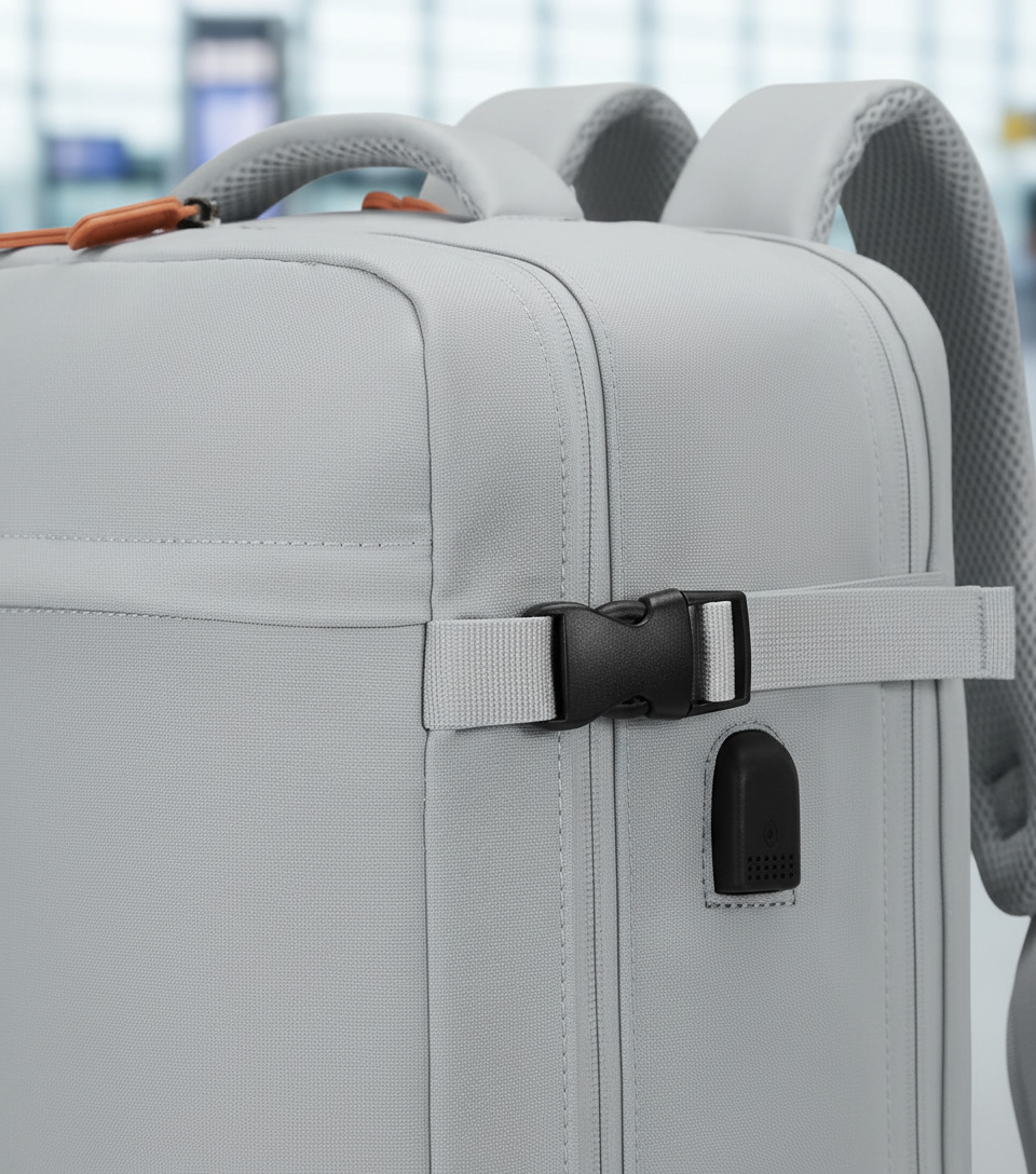 Mångsidig reseväska och datorväska; rymlig interiör, extern USB-port, perfekt för flyg och dagsturer.