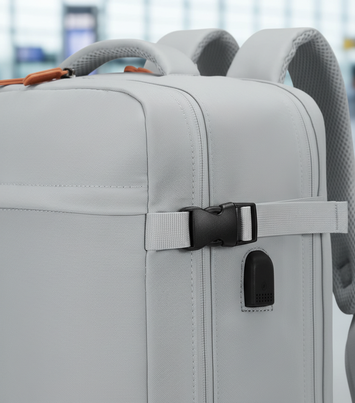 Mångsidig reseväska och datorväska; rymlig interiör, extern USB-port, perfekt för flyg och dagsturer.