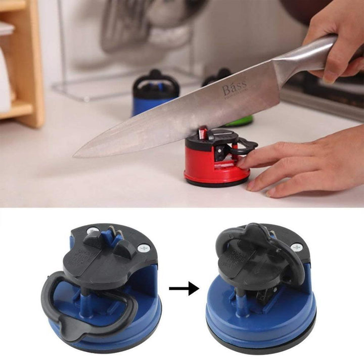 Smidig köksknivslipare med stark sugkopp i färgglad design för effektiv, säker slipning och skärpa med endast 3 svepningar.