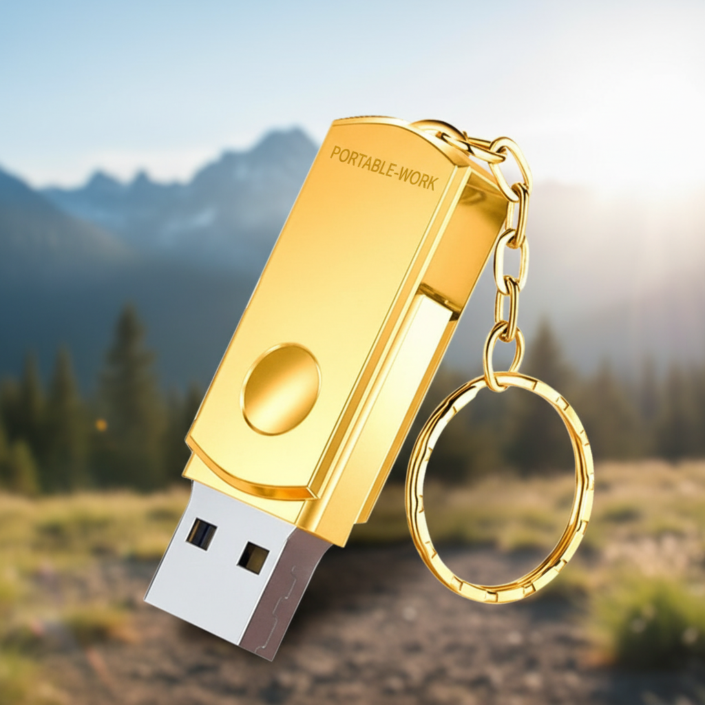 Snabbt USB-minne 2TB för säker datalagring. Bärbar enhet i tålig aluminium för dator & kontor.
