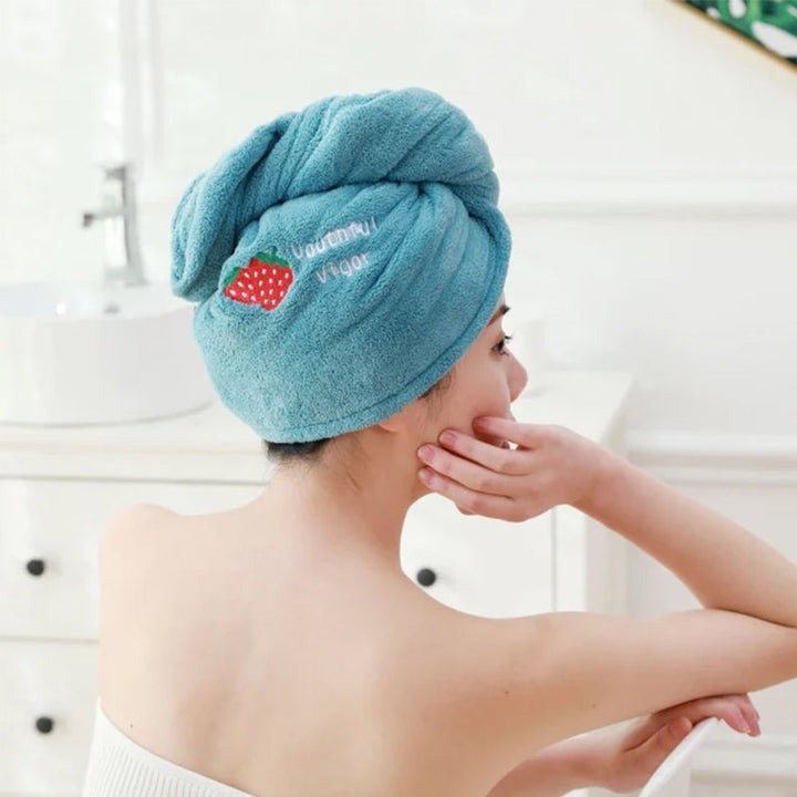 "Snabbtorkande mikrofiber handduksmössa i rosa, superabsorberande och frizz-minskande, perfekt för alla hårtyper."