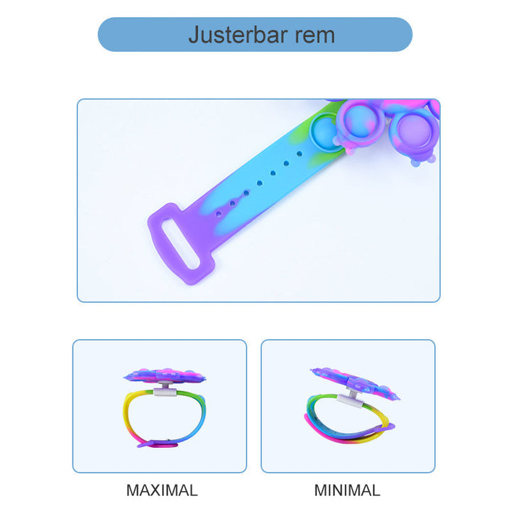 "Snurrande LED-poppande sensoriskt armband i silikon med ljus, perfekt för stil och stresslindring, färgglad och flexibel."