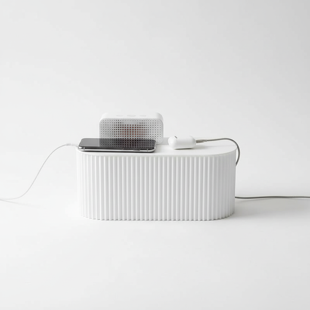 Modern designad sladdförvaring som smälter in. En smart lösning för att skapa ordning och reda i hemmet.