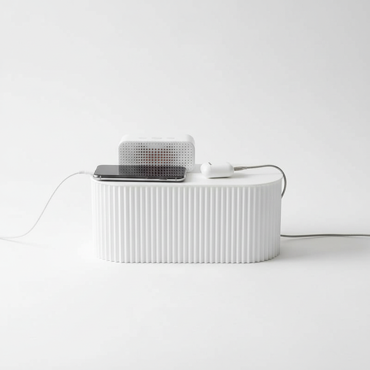 Modern designad sladdförvaring som smälter in. En smart lösning för att skapa ordning och reda i hemmet.
