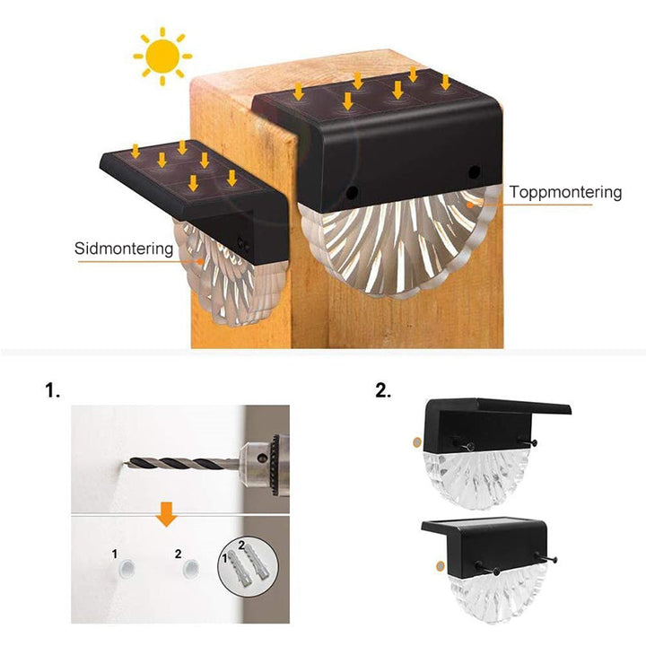 "Solcellsdriven altanbelysning IP65, elegant design, varmt och flerfärgat ljus, vädertålig för trädgårdsdekoration."