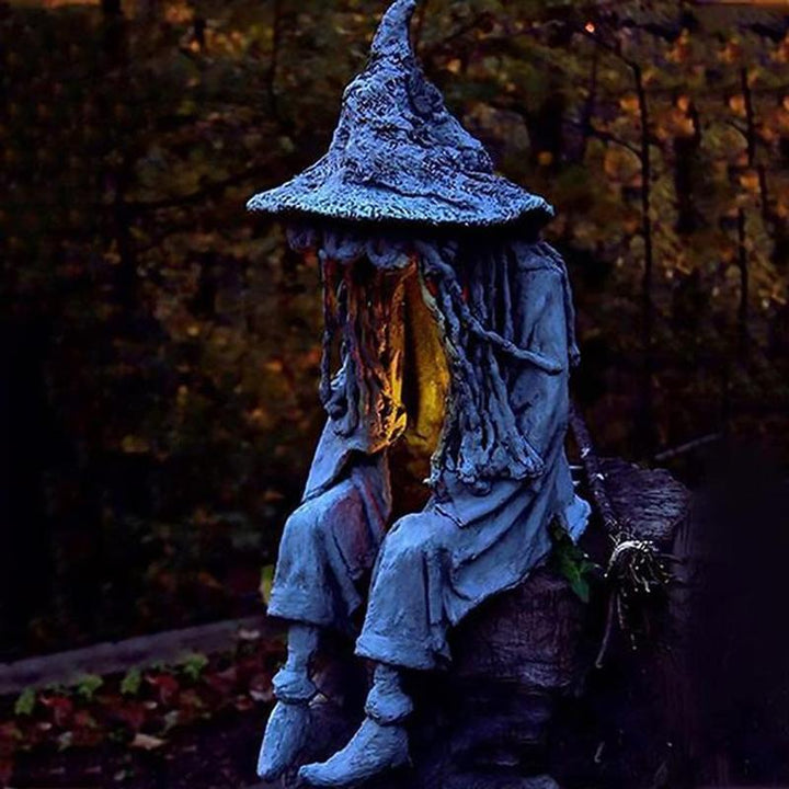 Solcellsdriven utomhuslampa med ghoul, mystisk design för trädgård, väderbeständigt harts.