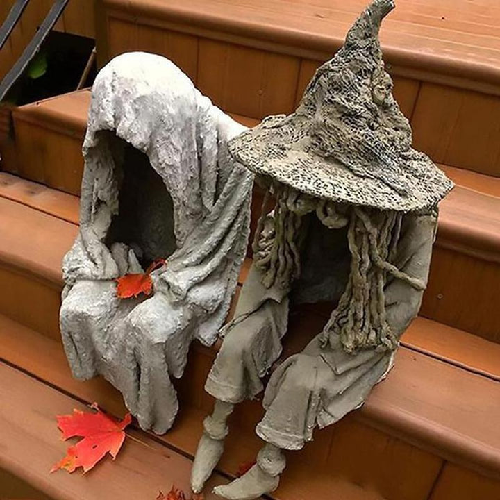 Solcellsdriven utomhuslampa, mörkt motiv med ghoul, för utomhusbruk, trädgårdsdekoration.