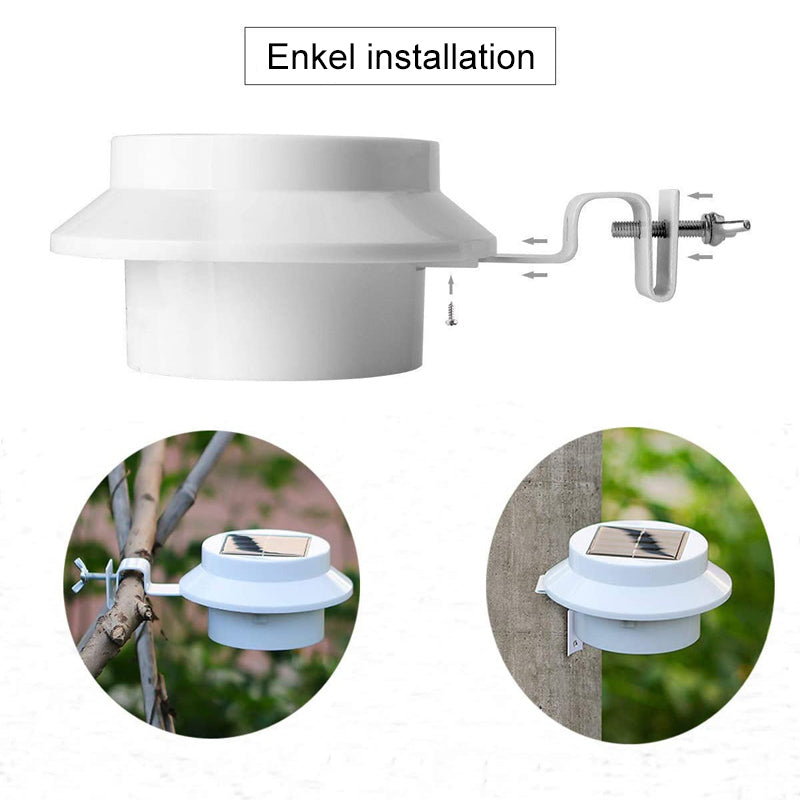 "Solcellsdrivna utomhuslampor, stilfull och robust design, vattentåliga, laddas med solenergi för trädgården."