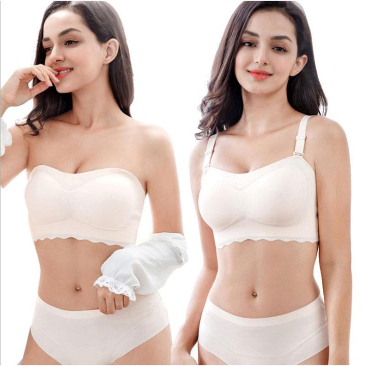 "Sömlös ice silk bandeau för dam med avtagbara axelband, andningsbar design, perfekt under varm sommardag."