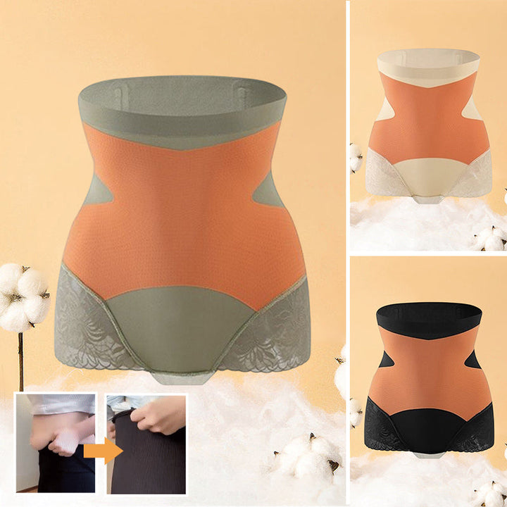 "Sömlösa höftlyftande damshapewear, hög midja, meshpaneler, beige färg, stilren design, för smickrande silhuett."