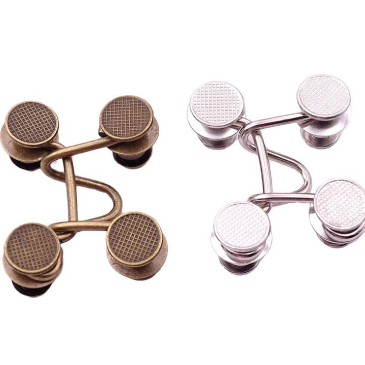 "Spikfri midjespänne för byxor i metall, blomma/silver/brons, justerbart och elegant design, passar jeans och kjolar."