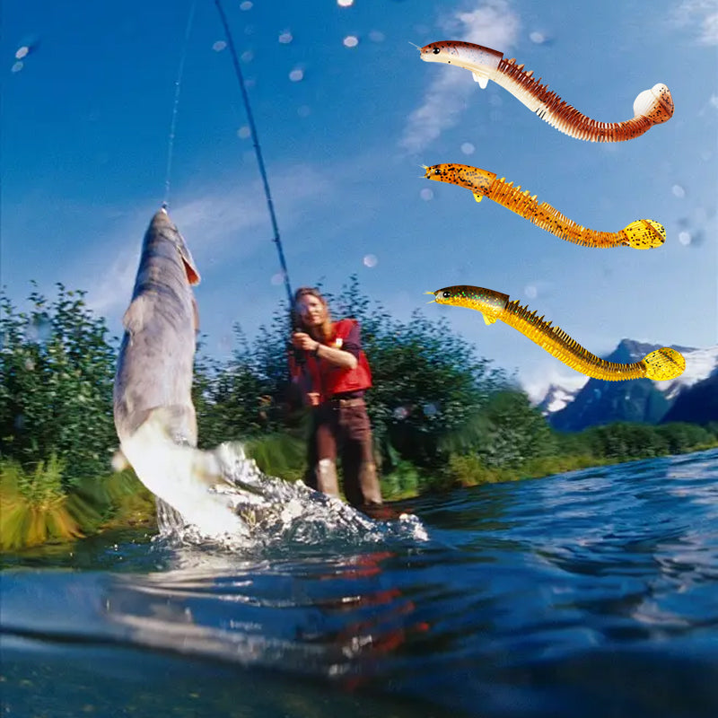 Sportfiskebete med paddelsvans för livsliknande simning, realistiska detaljer, perfekt för abborre och öring.