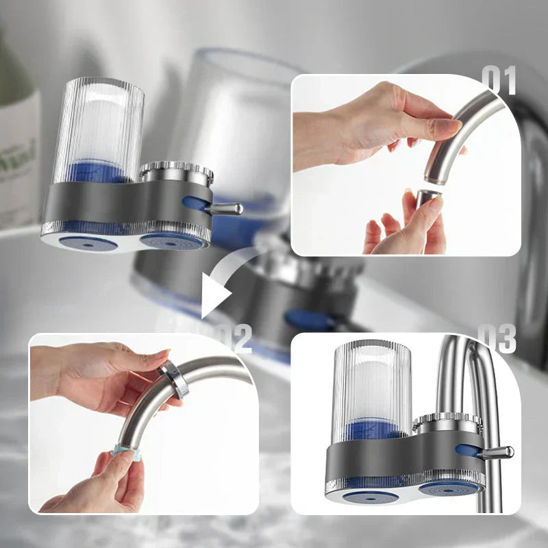 Ergonomiskt kranvattenfilter för enkel filtrering av hushållsvatten
