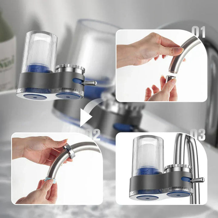 Ergonomiskt kranvattenfilter för enkel filtrering av hushållsvatten