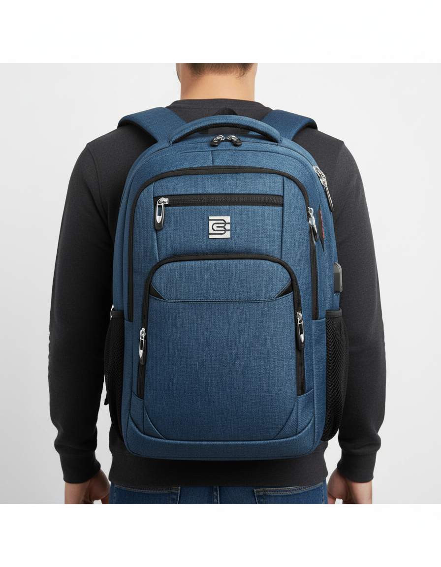 Professionell kontorsryggsäck för 15,6" laptop med USB-port och stöldskydd. Ergonomisk pendlarryggsäck.