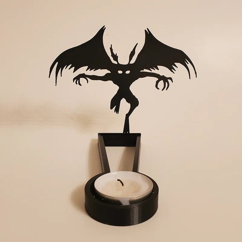 "Stämningsfull unisex Halloween skuggdekoration i rostfritt stål, perfekt för mystisk belysning i mörka rum."