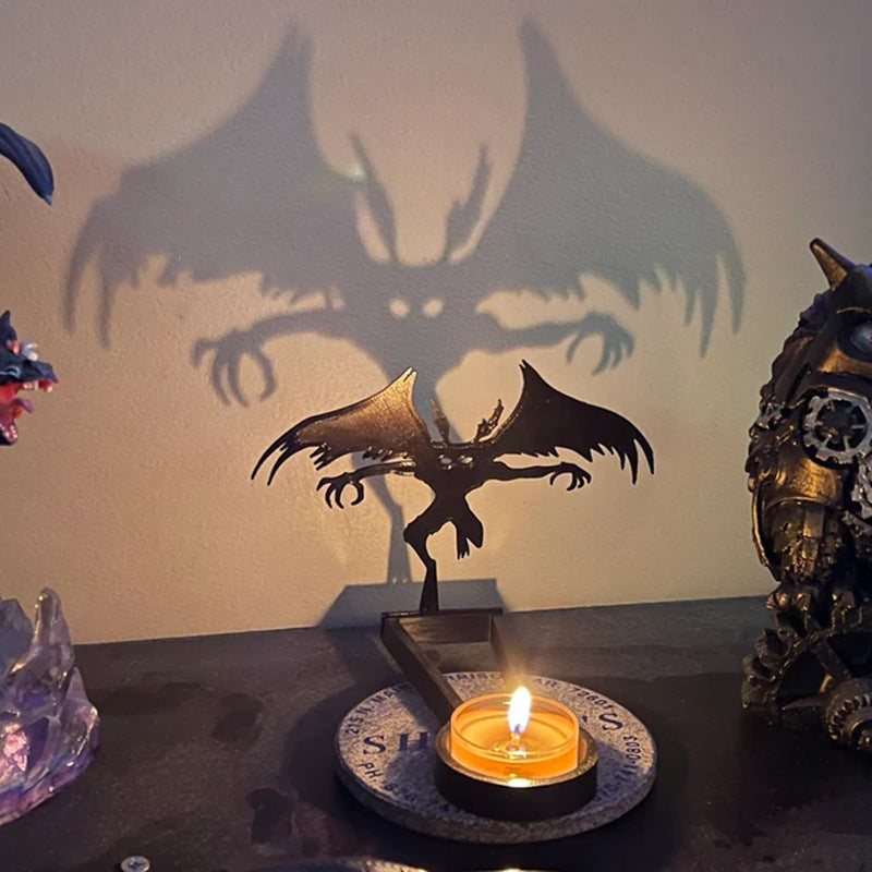 "Stämningsfull unisex Halloween skuggdekoration i rostfritt stål, perfekt för mystisk belysning i mörka rum."
